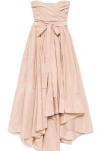 Pinko Strapless High-low Dress With Sweetheart Neckline In Neutral