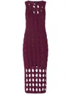 Pinko Braids And Openwork Bordeaux Dress In Red