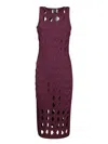 Pinko Braids And Openwork Bordeaux Dress In Red
