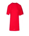 Pinko Belted Short Sleeve Dress With Round Neckline In Red