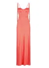 Pinko Robe Longue Élégante En Satin Brillant In Red