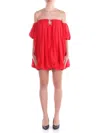 Pinko Red Off-shoulder Mini Dress