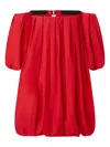 Pinko Red Off-shoulder Mini Dress In Red Sauce