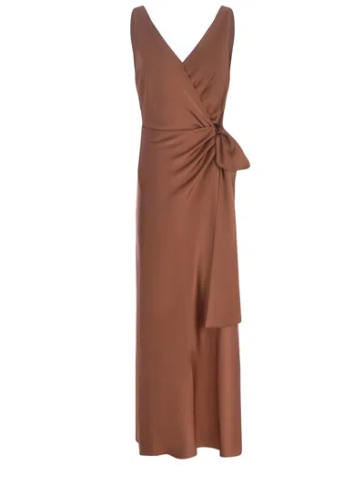 Pinko Long Dress  Volpicella Made Of Satin In Terracotta