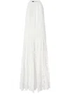 Pinko Midi Dress In Broderie Anglaise And Macramé In White