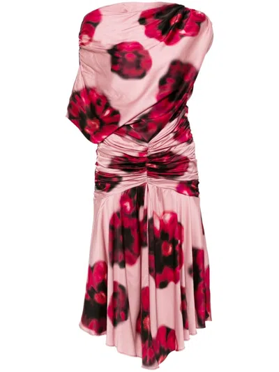 Pinko Dreus Midi Dress In Pink/red