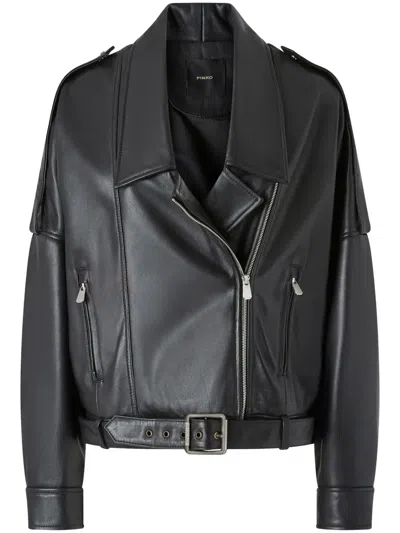 PINKO DROP-SHOULDER BIKER JACKET