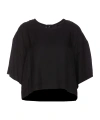 Pinko Drop-shoulder Cropped Blouse In Black