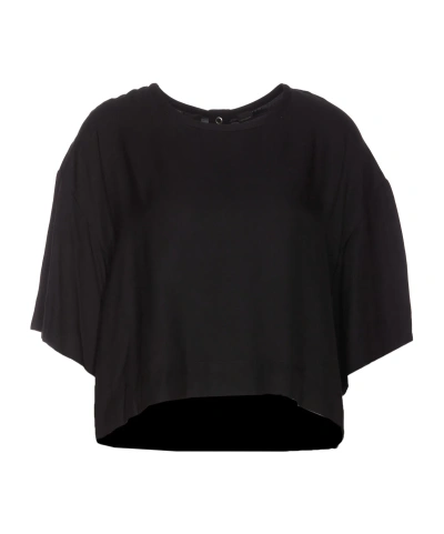 Pinko Drop-shoulder Cropped Blouse In Black