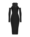PINKO DROP-SHOULDER RIBBED-KNIT MIDI DRESS