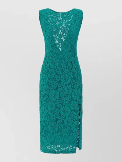 Pinko Drupa Lace Midi Dress Side Slit In Green