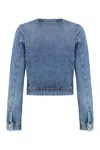 Pinko Blue Cropped Jacket With Patch Pockets On The Front