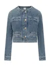Pinko Blue Cropped Jacket With Patch Pockets On The Front In Blue