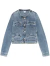 Pinko Blue Cropped Jacket With Patch Pockets On The Front In Blue