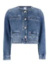 Pinko Blue Cropped Jacket With Patch Pockets On The Front