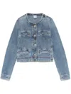 Pinko Blue Cropped Jacket With Patch Pockets On The Front In Blue