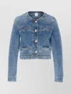 Pinko Blue Cropped Jacket With Patch Pockets On The Front