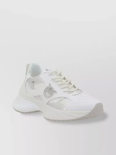 Pinko Dynamic Paneled Metallic Wave Sneakers In White
