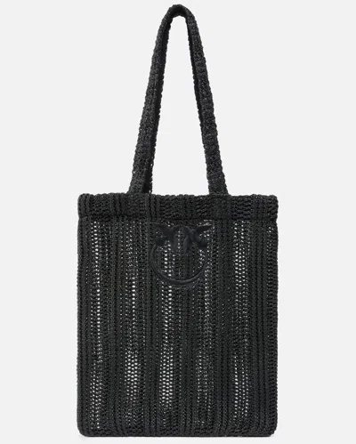 Pinko Medium Beach Tote Bag Dual Handles In Black