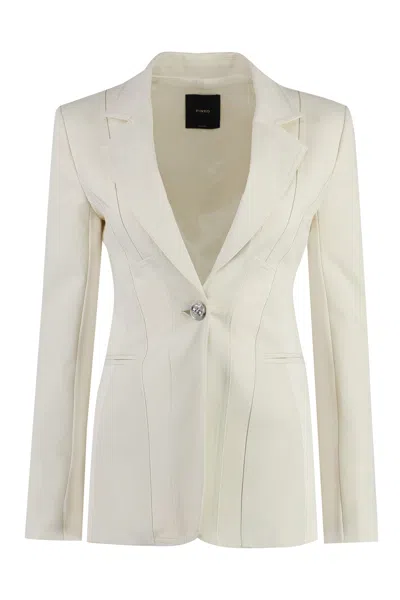 Pinko Ecru Single-breasted Jacket With Padded Shoulders And Lapel Collar
