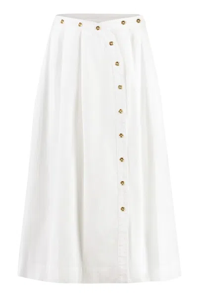 Pinko Ecuba Cotton Midi Skirt In White