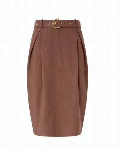 Pinko Edwena Linen Effect Midi Skirt In Blue