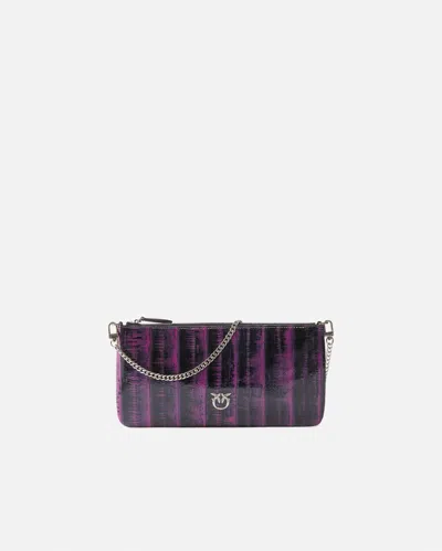 Pinko Eel Leather Crossbody Clutch  Galleria. In Pink/black-old Silver