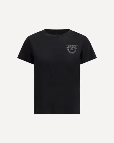Pinko Crystal-embellishment Logo T-shirt In Black
