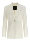 Pinko White Linen Viscose Elastane Jacket In Black