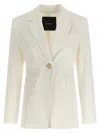 Pinko White Linen Viscose Elastane Jacket In Neutral