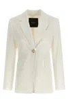 Pinko White Linen Viscose Elastane Jacket In Neutral