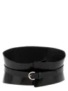 Pinko Wide Glossy Finish Elastic Back Belt In Black