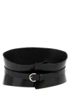 Pinko Wide Glossy Finish Elastic Back Belt In Black