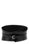 Pinko Wide Glossy Finish Elastic Back Belt In Black