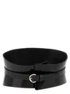 Pinko Wide Glossy Finish Elastic Back Belt In Black