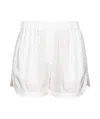 Pinko Linen Shorts With Elastic Waistband And Back Pocket In White