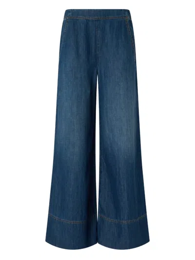 Pinko Elastic-waistband Wide-leg Trousers In Blue