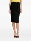 Pinko Elasticated Cotton Midi Skirt In Black