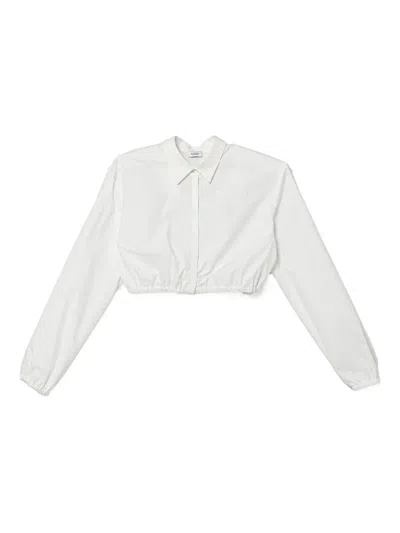 Pinko Kids' Elasticated-waist Cropped Shirt In White