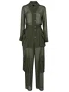 Pinko Combinaison En Crêpe Georgette Avec Poches Cargo In Green