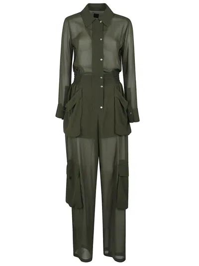 Pinko Elasticated Waistband Cargo Jumpsuit In Green