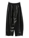 Pinko Wide Leg Faux Leather Trousers With Drawstring Hem In Black
