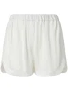 Pinko Linen Shorts With Elastic Waistband And Back Pocket In White