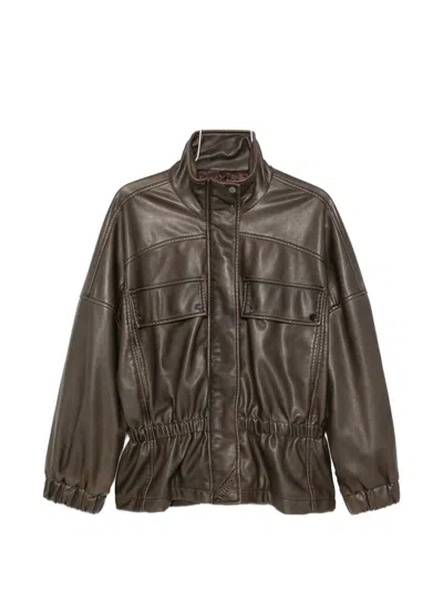 Pinko Elasticated-waist Jacket In Brown