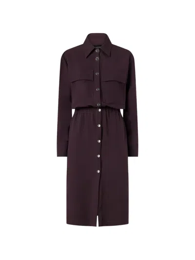 Pinko Elasticated-waist Shirt Midi Dress In Brown