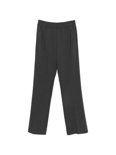 Pinko Elasticated-waistband Straight-leg Trousers In Gray