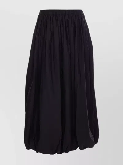 Pinko Elasticized Waist Midi Length Wide Skirt In Black