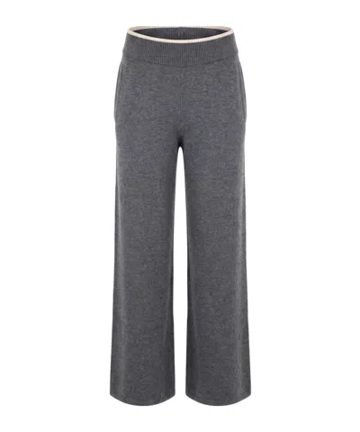 Pinko Elastic-waist Casual Trousers In Gray