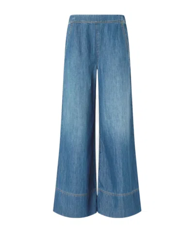 Pinko Elastic-waistband Wide-leg Trousers In Blue