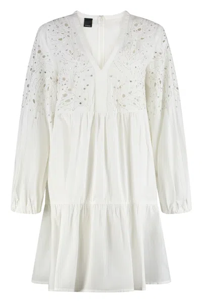 Pinko Elegant Broderie Anglaise Mini Dress For Women In White